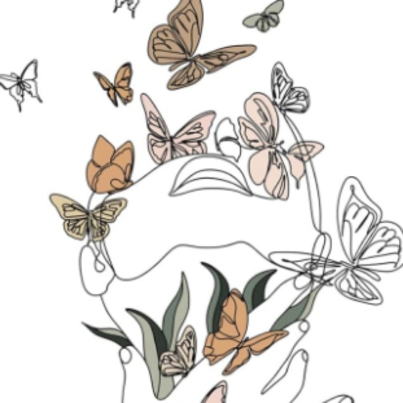 Line Art White Floral Wall Butterfly Tapestry Woman Abstract Face Butterflies - Picture 2 of 9